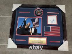 Donald J Trump, signature fac-similé 45,47 autographié encadré sur mesure collage 2024