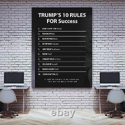 Donald Trump: 10 règles pour réussir, art mural, signe de leadership, décoration motivante.