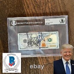 Donald Trump 45e Président Billet de 100 $ Signé Autographe BAS Beckett Slab