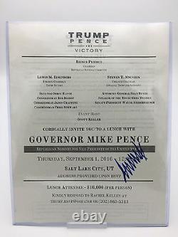 Donald Trump 9/1/2016 Invitation Trump Pence Victory Autograph Avec Provenance