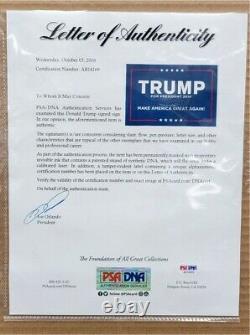 Donald Trump A Signé Autographied Framed 2016 Signe De Campagne Psa/adn Loa