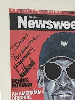 Donald Trump A Signé Et Personnalisé Dennis Rodman (jsa) Newsweek Cover