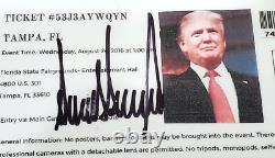 Donald Trump A Signé Le Ticket Autographié Du Rallye Avec Coa Tampa, Président Du Fl
