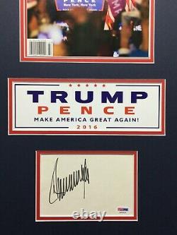 Donald Trump A Signé /encadré Carte D’index Avec Time Magazine Psa Aa47076