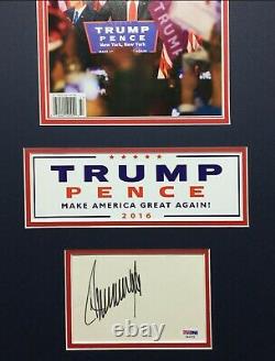 Donald Trump A Signé /encadré Carte D’index Avec Time Magazine Psa Aa47076