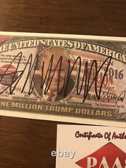 Donald Trump Autograph 2016 Trump Paas Mega Dollar 45e Président Auto Signé