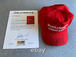 Donald Trump Autographe 45e Président Maga Hat Psa/dna Full Lettre Cert Al01663