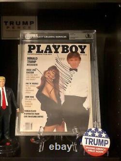 Donald Trump Autographié Playboy Magazine Bas Beckett Encapsulé Full Loa Rare