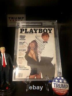 Donald Trump Autographié Playboy Magazine Bas Beckett Encapsulé Full Loa Rare