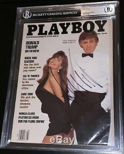 Donald Trump Autographié Signé 1990 Playboy Magazine Bas Beckett Encapsulé