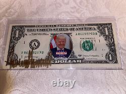 Donald Trump Autographié Signé À La Main Encre D'or Bill Dollar