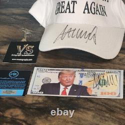 Donald Trump Autographie le chapeau MAGA blanc signé POTUS Trump Bill #D COA-Halo