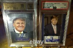 Donald Trump Bgs 10 Pristine + Psa 9 2011 Leaf 2012 Pop Century Auto Signé Rc