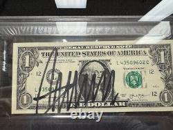 Donald Trump Billet de 1 dollar original signé / autographié PSA/DNA Authentifié