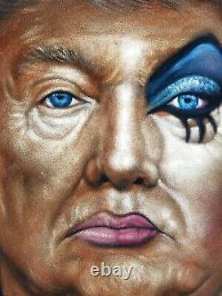 Donald Trump Dans Drag Dragrace Crossdress Original Oil Painting Black Velvet A387