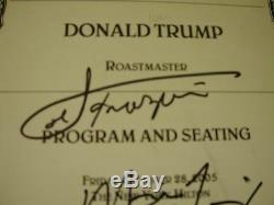 Donald Trump Don King, Joe Frazier Signé Frères Du Club Roast 2005 Programme Psa Coa