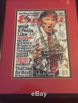 Donald Trump Et Apprentice Cast Autographe Signé Esquire Magazine Encadré Rare