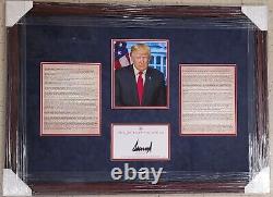 Donald Trump Framed Autographié 45e Président Discours D'inauguration Jsa Uv Glass