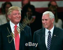 Donald Trump Mike Pence Signé 8x10 Autographes Picture Photo Comprend Un Joli Coa
