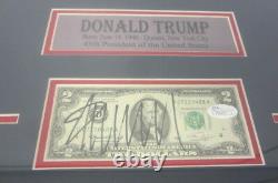 Donald Trump Potus Signé Autographié Deux Dollar Bill Framed Matted Jsa Coa