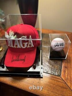 Donald Trump Président Signé Maga Hat Plus Signé Baseball! Combo Psa/adn