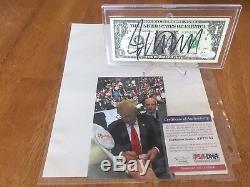 Donald Trump Psa & Jsa Authentifiés, Authentifiés, Doublés D'un Billet D'un Dollar