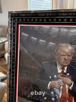 Donald Trump Sauvegarde l'Amérique Signé Magnifique Œuvre d'Art? Unique en Son Genre Très