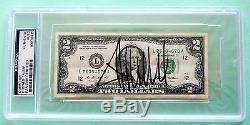 Donald Trump Signé À La Main Crisp Two Dollar (2,00 $) Bill- Psa / Dna Authenticated