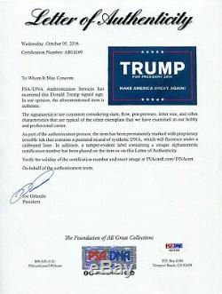 Donald Trump Signé Campagne Présidentielle 2016 Maga Signe Personnalisé Encadrée Psa / Adn