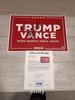 Donald Trump Signé, Panneau de Campagne Trump/Vance, Certificat Psa. Uniquement 1 Sur Ebay, Rare