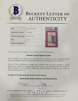 Donald Trump Signed Ticket Officiel D’inauguration Rouge Coa Encapsulé Beckett
