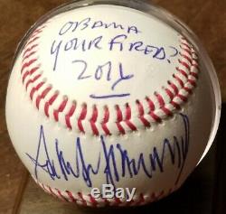 Donald Trump Signée À La Main Autographié + Obama Votre Fired Baseball Withcoa