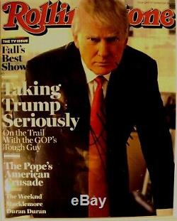 Donald Trump Signée À La Main Rolling Stone Magazine Couverture Authentique, Comes Coa
