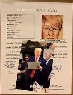 Donald Trump a signé / autographié le magazine TIME en kiosque avec une lettre complète de JSA