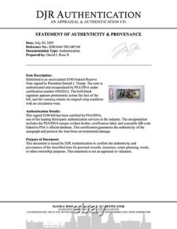 Donald Trump a signé un billet de 100 $ UNC authentifié par PSA/DNA, autographe POTUS 45