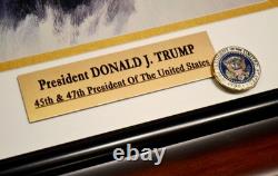 Donald Trump signé, autographe du président, COA UACC RD#228, cadre, chapeau, collection