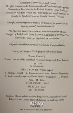 ÉDITION SIGNÉE Première Édition Premier Tirage Donald Trump L'ART DU RETOUR VeryG