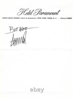 En-tête de lettre 6 x 9,5 de l’Hôtel Paramount autographié par Donald Trump