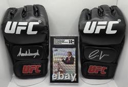 Gants UFC AUTOGRAPHIES RÉELS de Trump + Conor McGregor + Certificat d'authenticité de 10 cartes Leaf