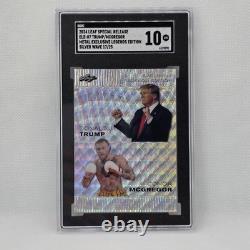 Gants UFC AUTOGRAPHIES RÉELS de Trump + Conor McGregor + Certificat d'authenticité de 10 cartes Leaf