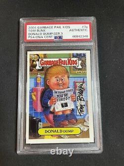 Garbage Pail Kids Donald Dump Psa Tom Bunk Autographe Gpk Trump Auto Signature