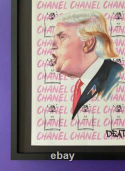 IMPRESSION GRANDE SIGNÉE À LA MAIN DEATH NYC 16x20in ENCADRÉE COA PRÉSIDENT DONALD TRUMP N