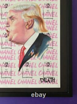 IMPRESSION GRANDE SIGNÉE À LA MAIN DEATH NYC 16x20in ENCADRÉE COA PRÉSIDENT DONALD TRUMP N