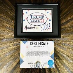 Image authentique signée par Donald Trump et JD Vance avec certificat d'authenticité