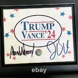 Image authentique signée par Donald Trump et JD Vance avec certificat d'authenticité