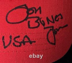 JON BONES JONES Casquette Rouge MAGA Trump Signée BAS Beckett COA Autographe Champion UFC