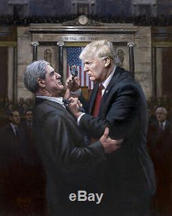 Jon Mcnaughton La Vérité 24x20 Expose S / N Canvas Donald Trump Vs Robert Mueller