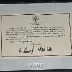 Joyeux 100e anniversaire, historique, lettre signée autographiée de DONALD TRUMP