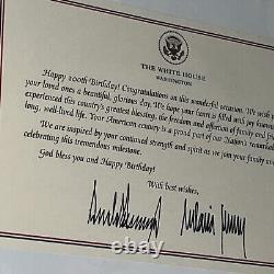 Joyeux 100e anniversaire, historique, lettre signée autographiée de DONALD TRUMP