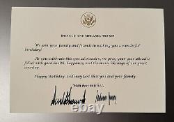 Joyeux Anniversaire de la part du Président Donald Trump et Melania lettre RARE